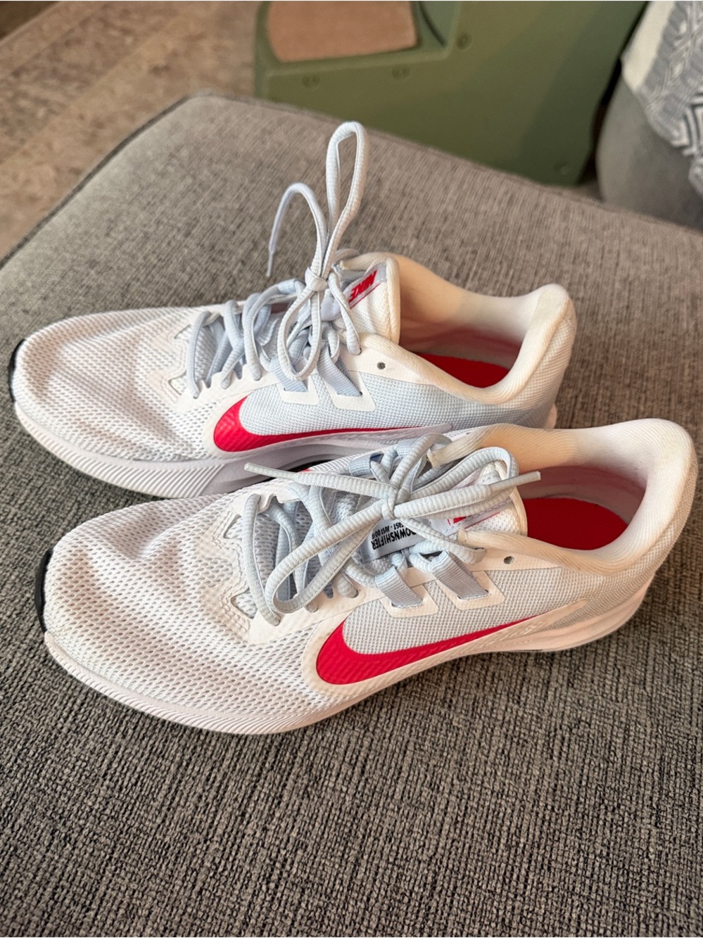 Nike Women’s White Athletic Mesh Sneakers with Pink Swoosh